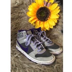 NIKE purple and gray animal print high top sneaker